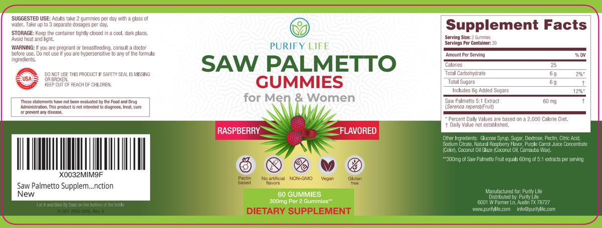 Purify Life Saw Palmetto Gummies for Hair Growth Support - 60ct - image 7