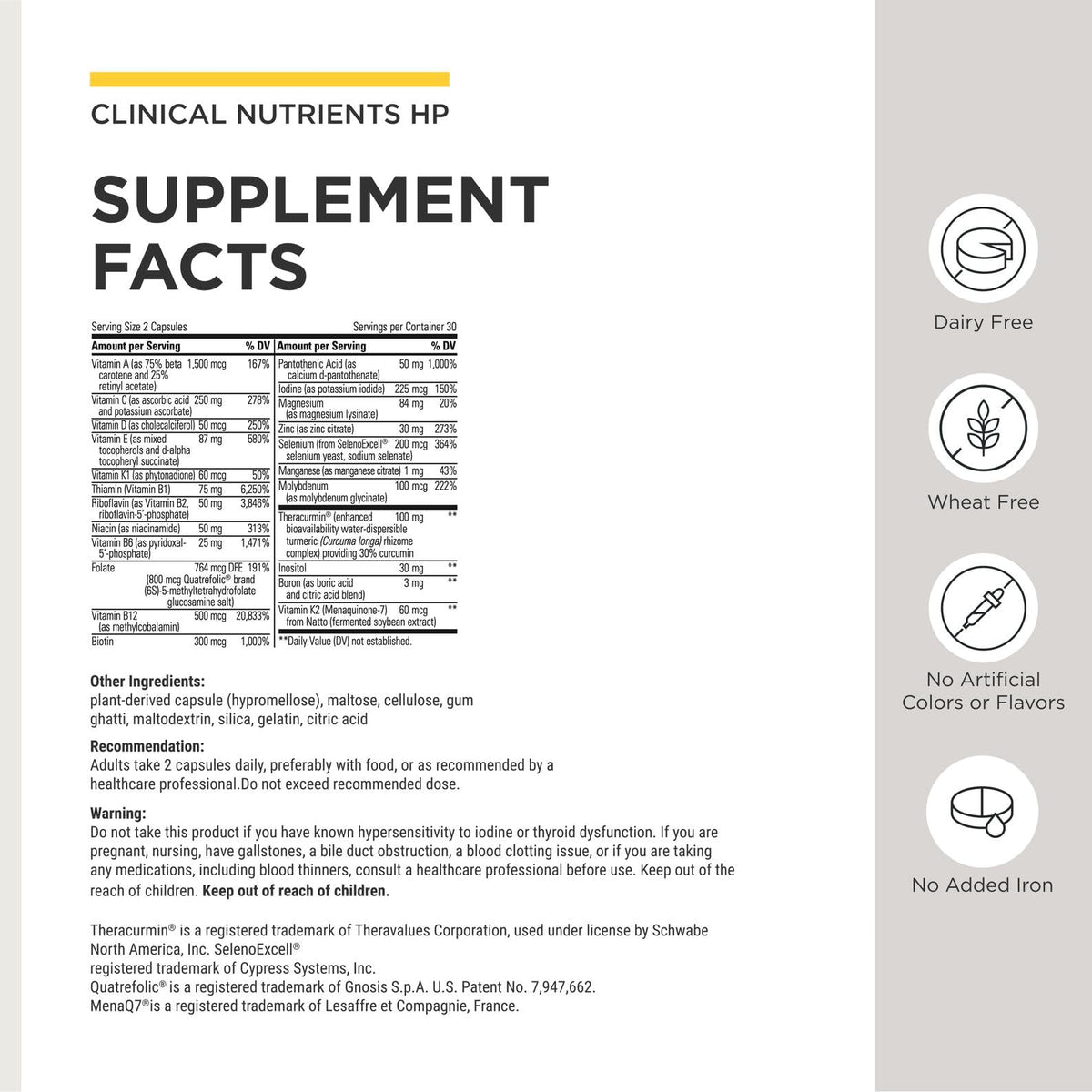 Integrative Therapeutics Clinical Nutrients HP Multivitamin - 60 Capsules - image 3