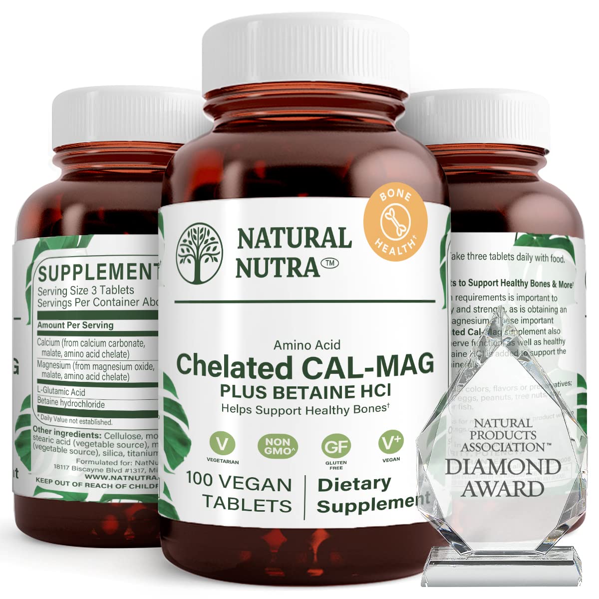 Natural Nutra Calcium Magnesium Supplement Plus Betaine HCL