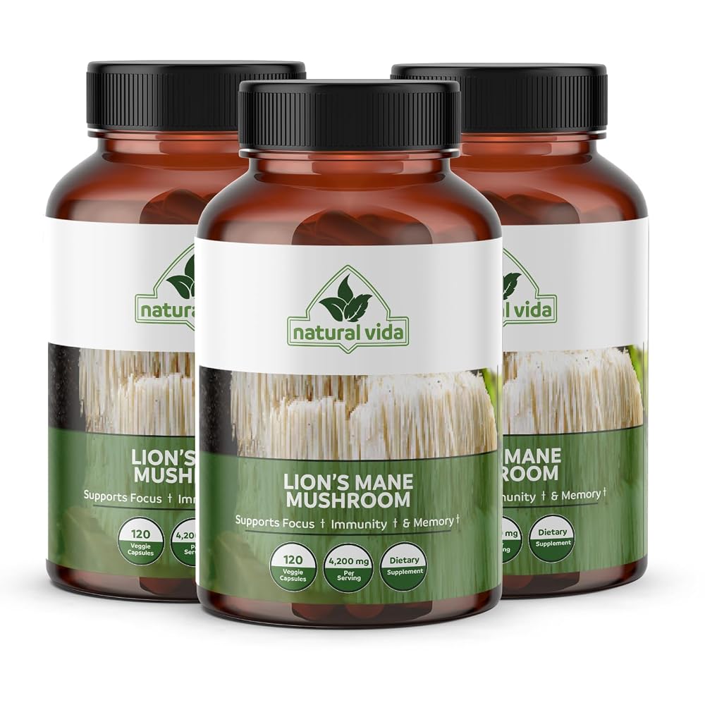 Natural Vida Lion's Mane Mushroom Extract - 120 Vegetarian Capsules - image 4