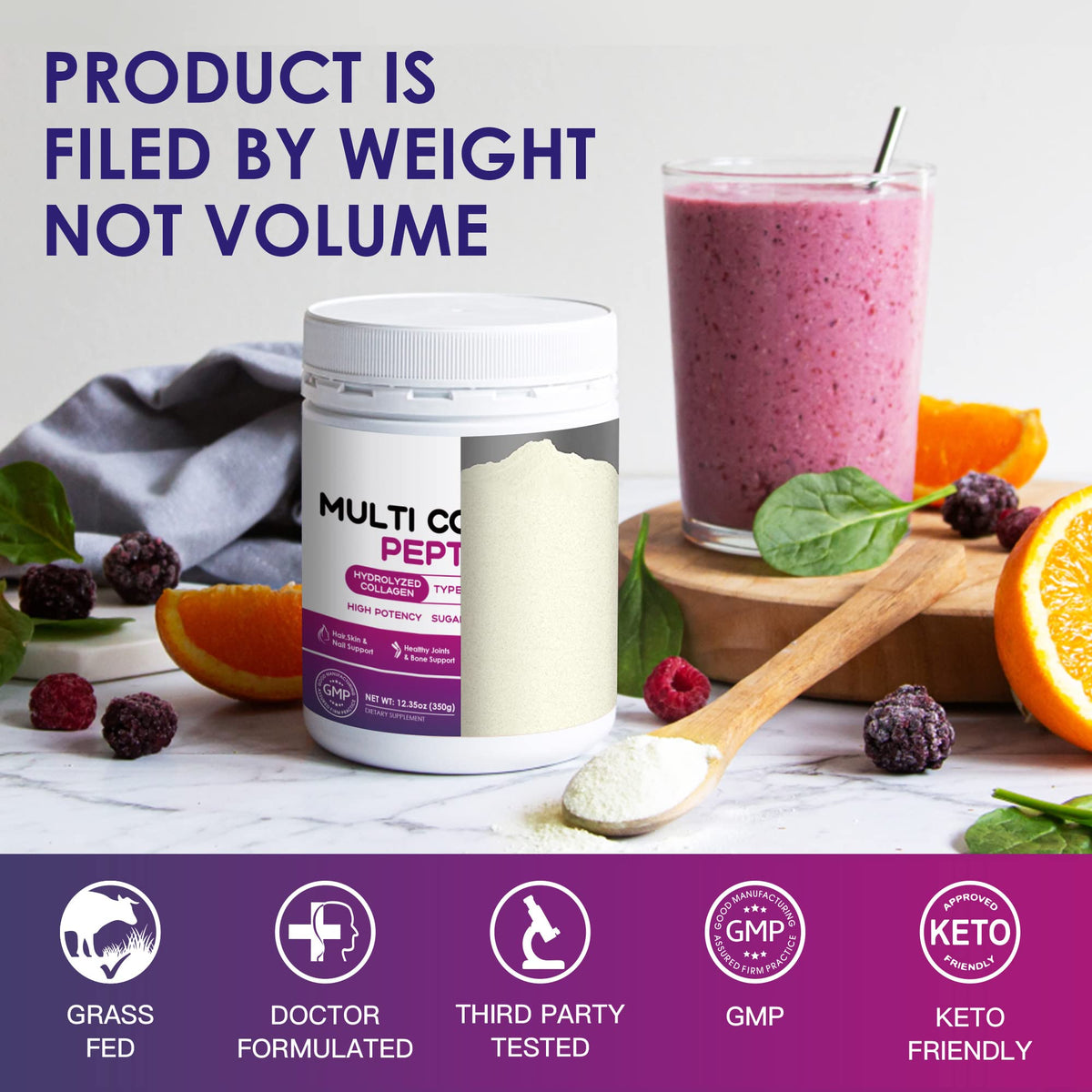NATURE TARGET Multi Collagen Peptides Powder - 35 Servings - image 7