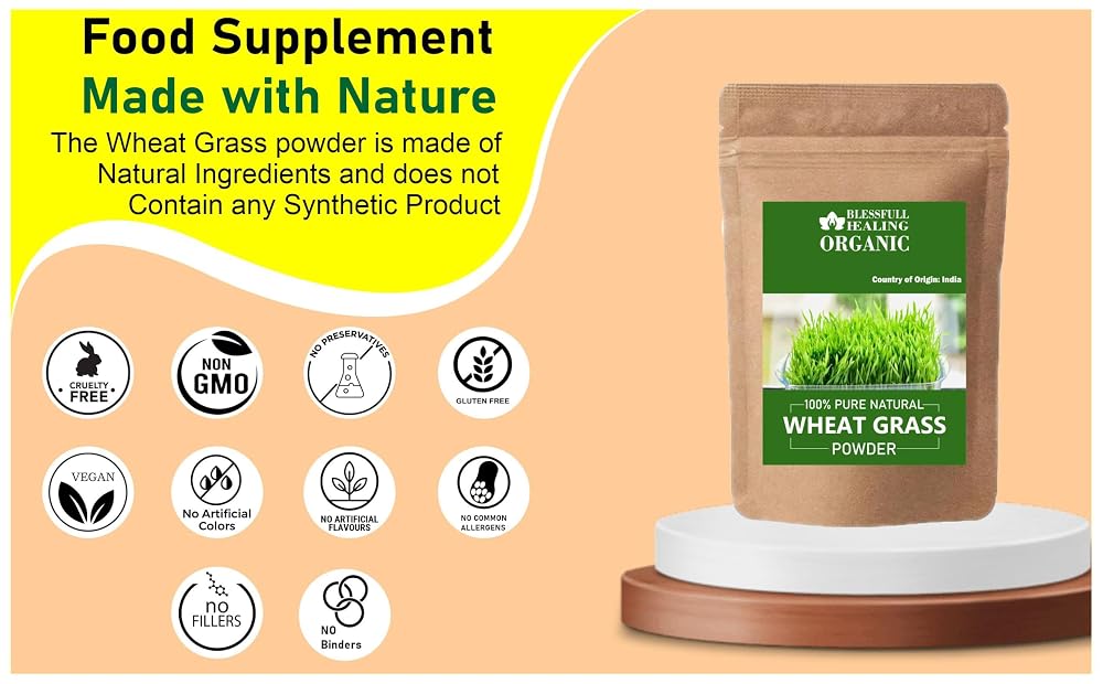 Blessfull Healing Organic Wheat Grass Powder 100% Pure Natural 200