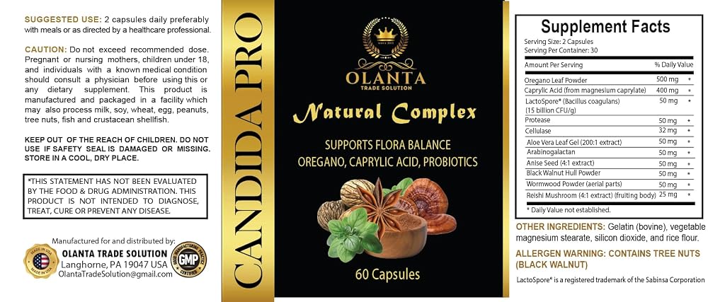 Generic Candida PRO Gut Support Probiotic Complex - 60 Capsules - image 4