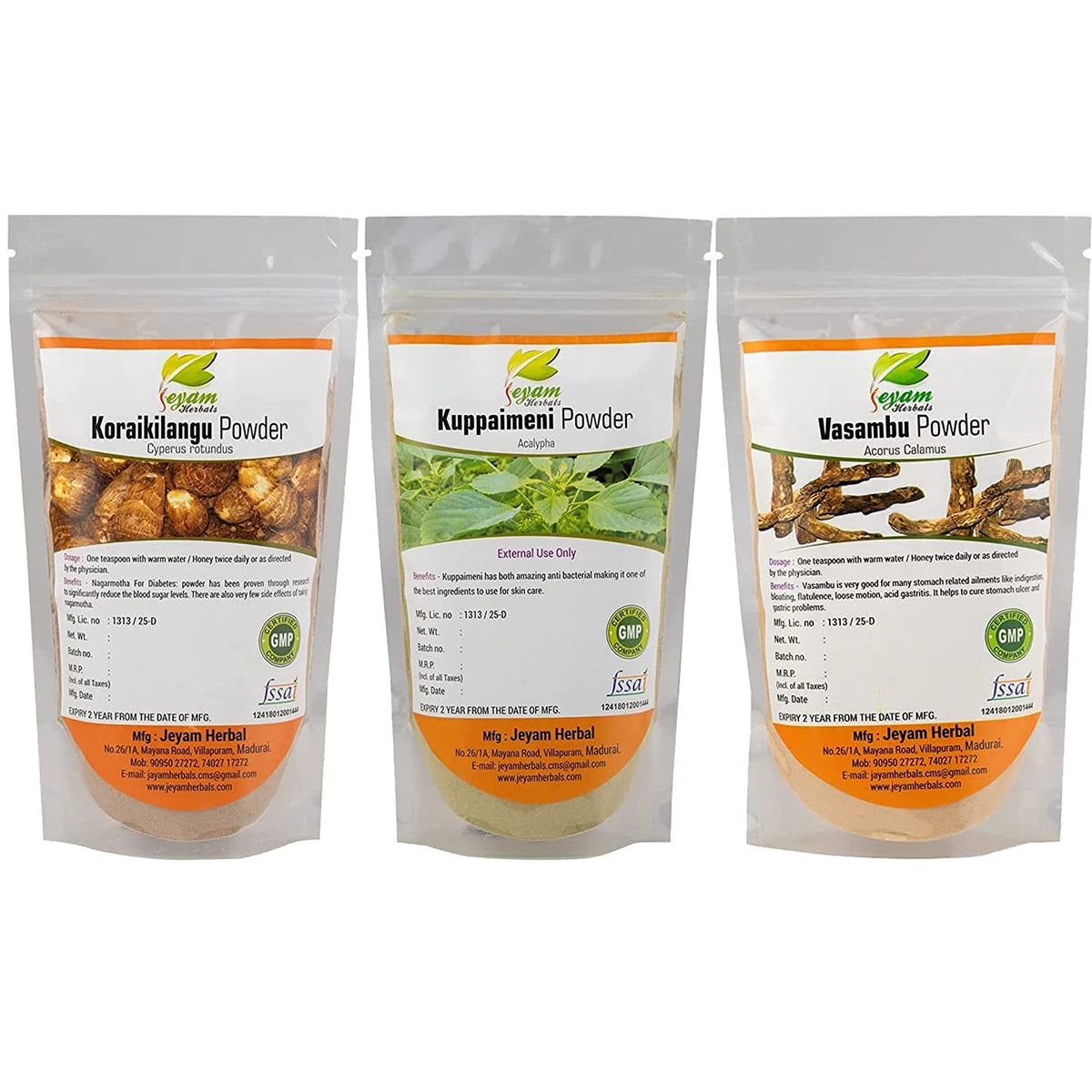 Admart Kuppaimeni, Koraikilangu & Vasambu Powder - 3 Pack