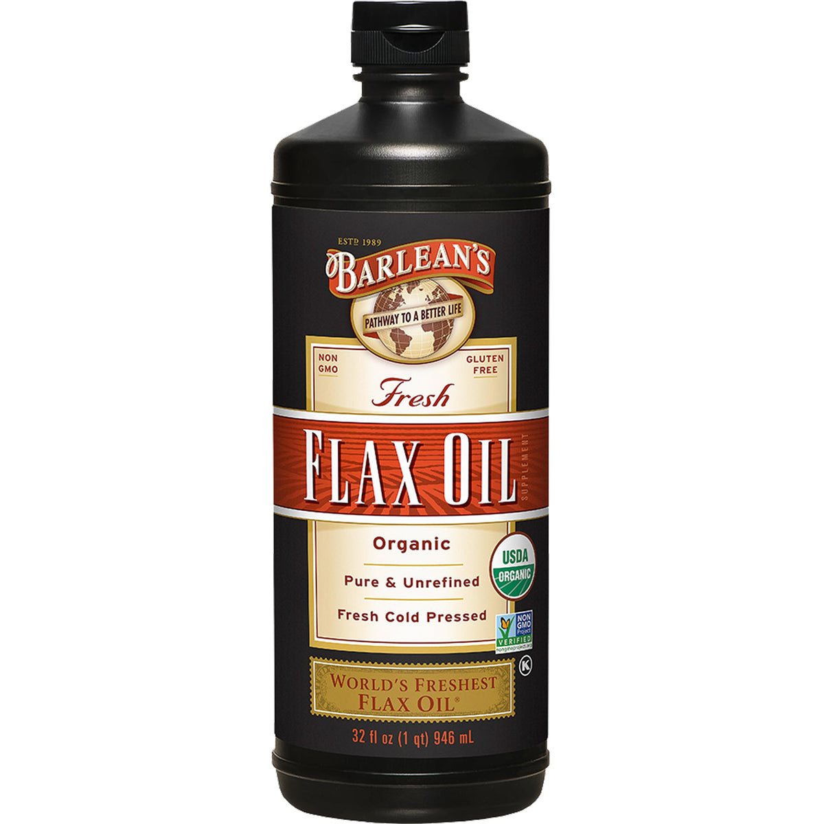 Barlean's Organic Flaxseed Oil 7640mg ALA Omega-3 - 32 Fl Oz