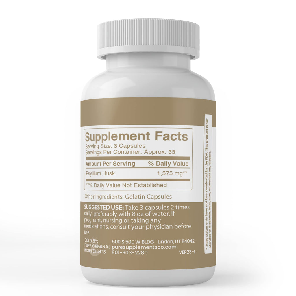 PURE ORIGINAL INGREDIENTS Psyllium Husk - 100 Capsules - image 3