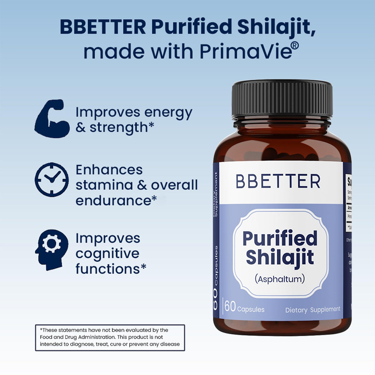 BBETTER Purified Shilajit 500mg Lab Tested Shilajeet for Stamina