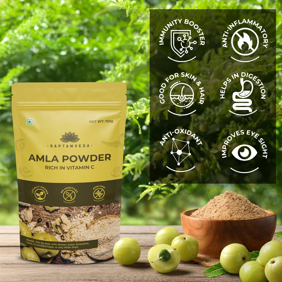 SAPTAMVEDA Amla Indian Gooseberry Powder - 150g - image 4