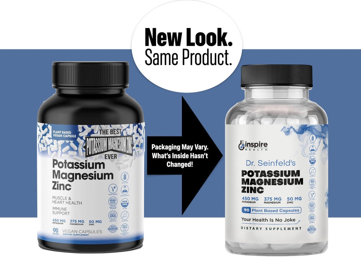 GINSPIRE NUTRITION Magnesium Potassium Supplements w/Zinc