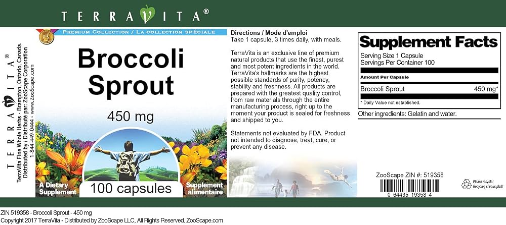 Terravita Broccoli Sprout - 450 mg (100 Capsules, ZIN: 519358) - image 3