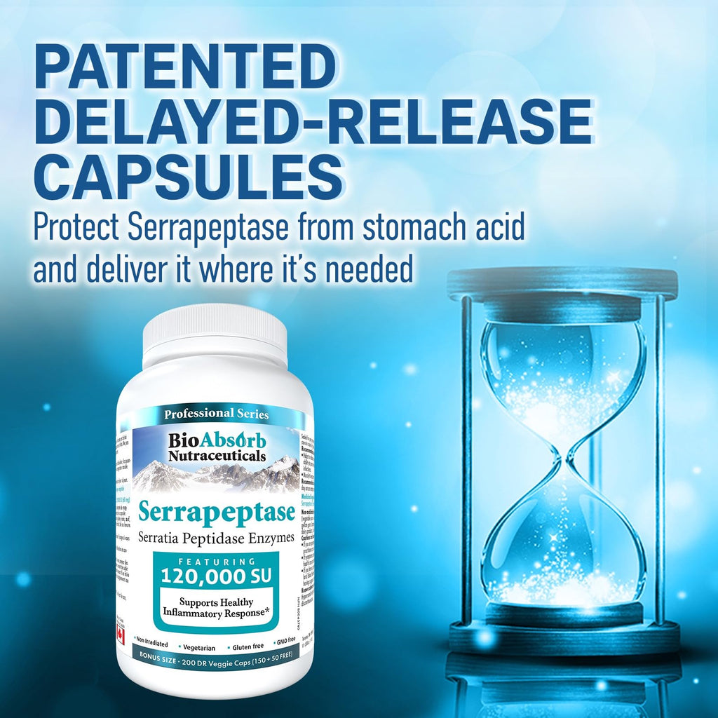 Bio Absorb Serrapeptase 120000 SPU Delayed Release - 200 Capsules - image 3