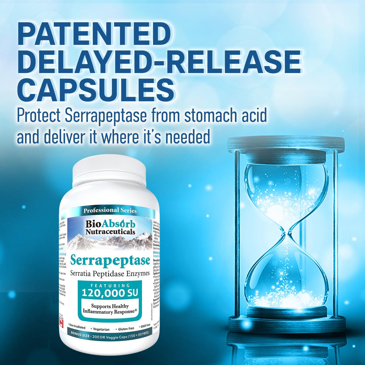 Bio Absorb Serrapeptase 120000 SPU Delayed Release - 200 Capsules - image 3