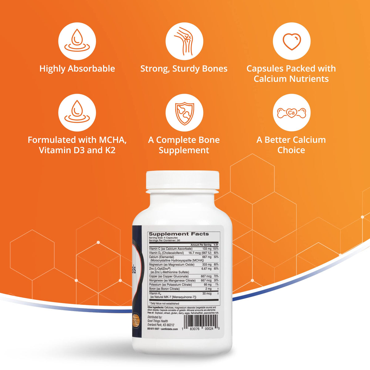 CardioTabs Bone Essentials with MCHA & Collagen - 120 Capsules - image 3