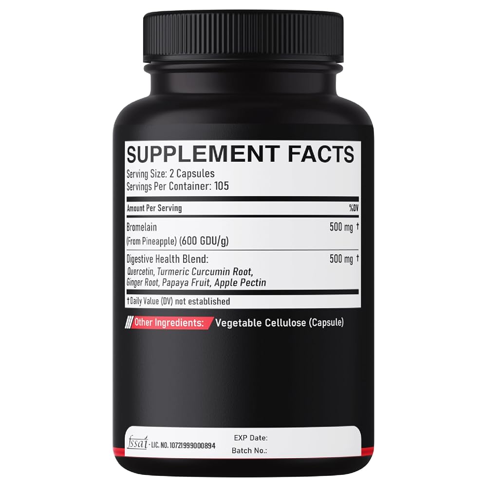 DEDICAD Bromelain 500mg Digestive Enzyme Supplement - 210 Capsules - image 7