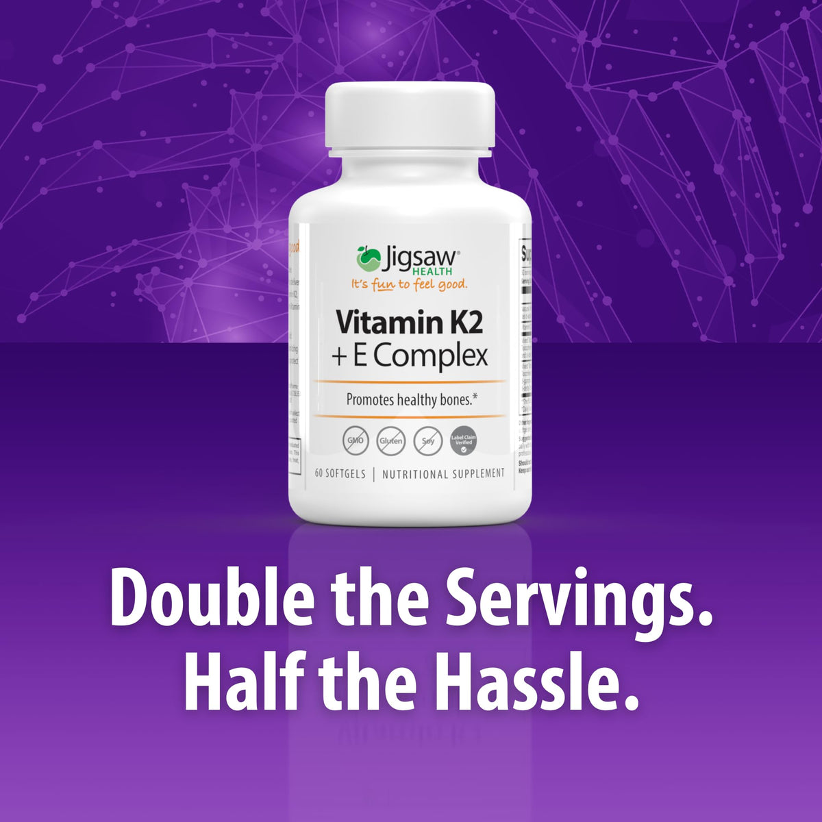 Jigsaw Health Vitamin K2 + E Complex for Bone Health - 60 Softgels - image 3
