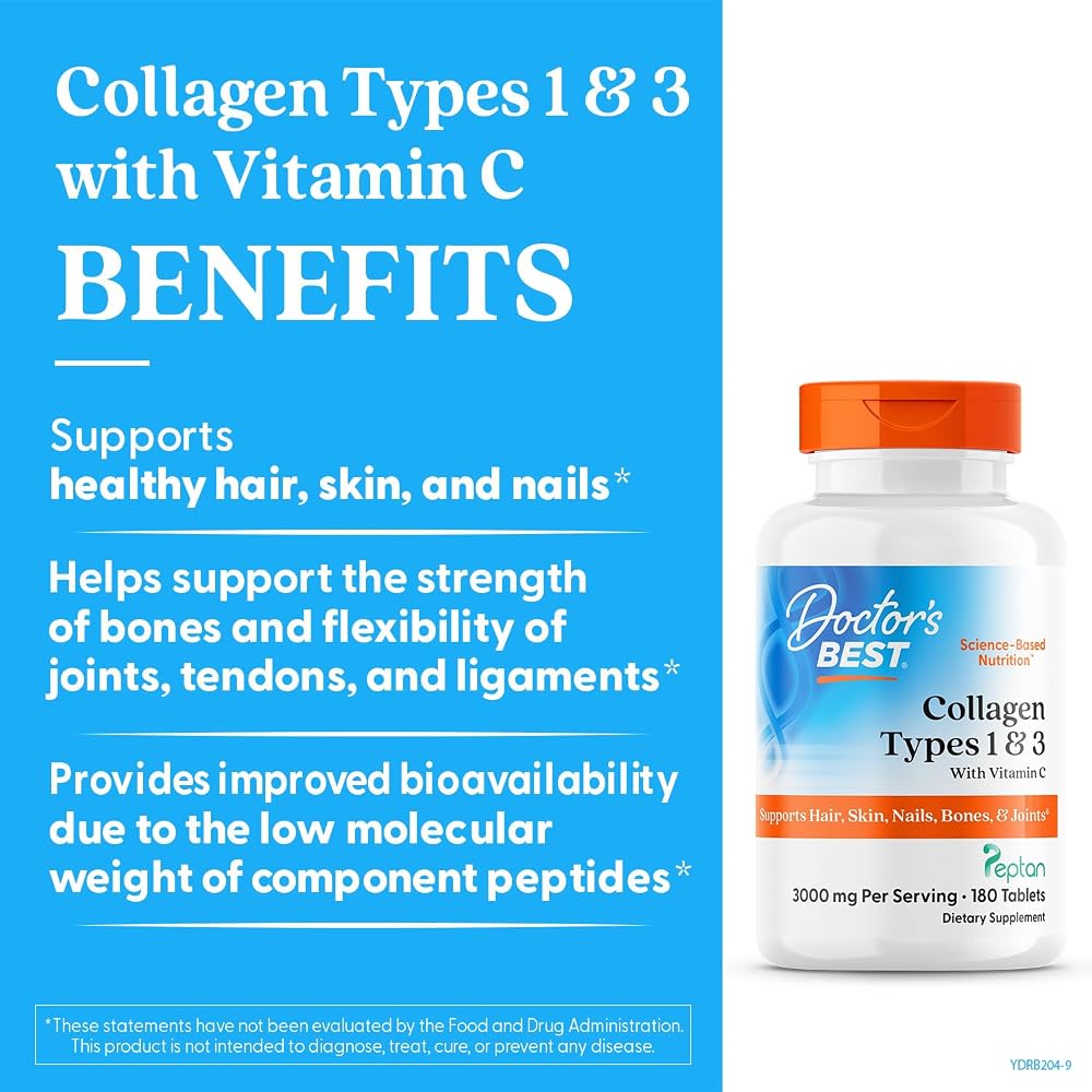 Doctor's Best Collagen Peptides Types 1 & 3 - 180 Tablets - image 3