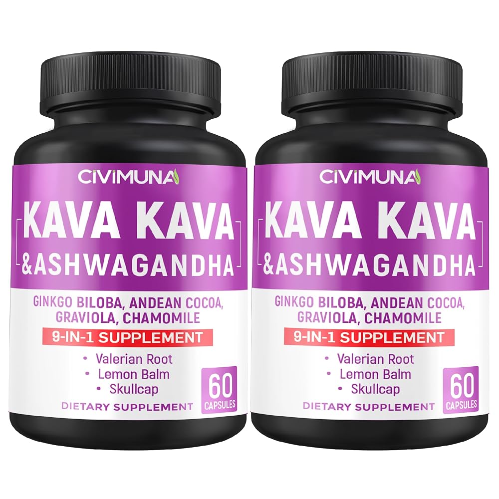 CIVIMUNA Kava Capsules with Ginkgo & Ashwagandha - 120 Capsules