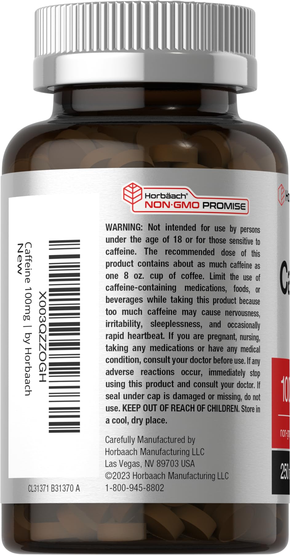 Horbäach Caffeine Pills 100mg - 250 Tablets - image 3