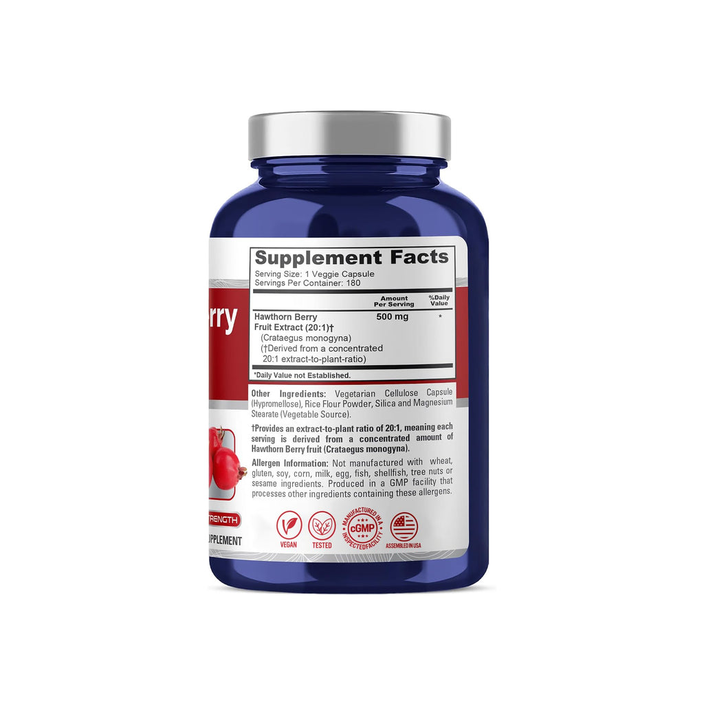 NusaPure Hawthorn Berry 500mg - 180 Vegetarian Capsules - image 2