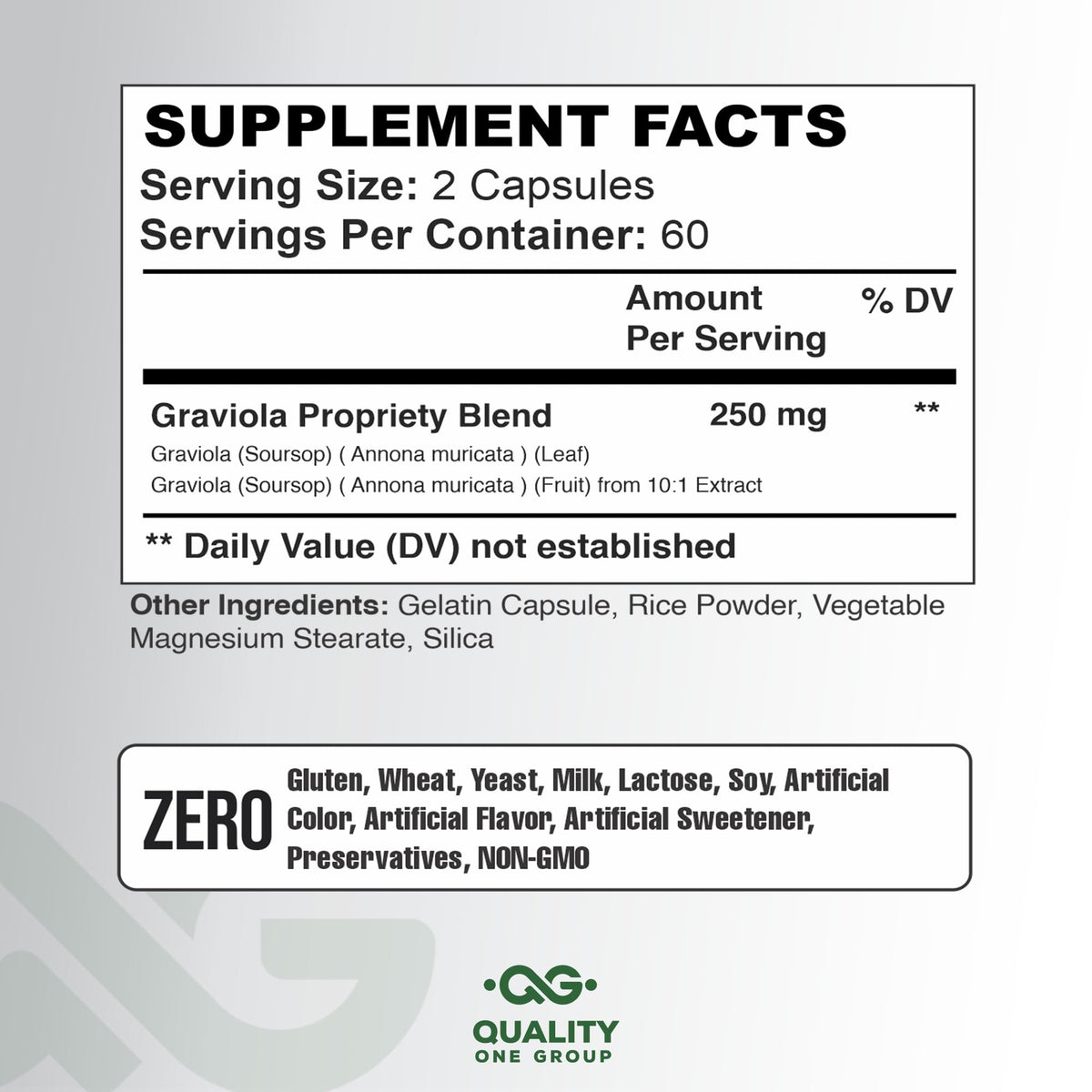 QUALITY ONE Graviola Max Pure Extract Supplement - 60 Capsules - image 2
