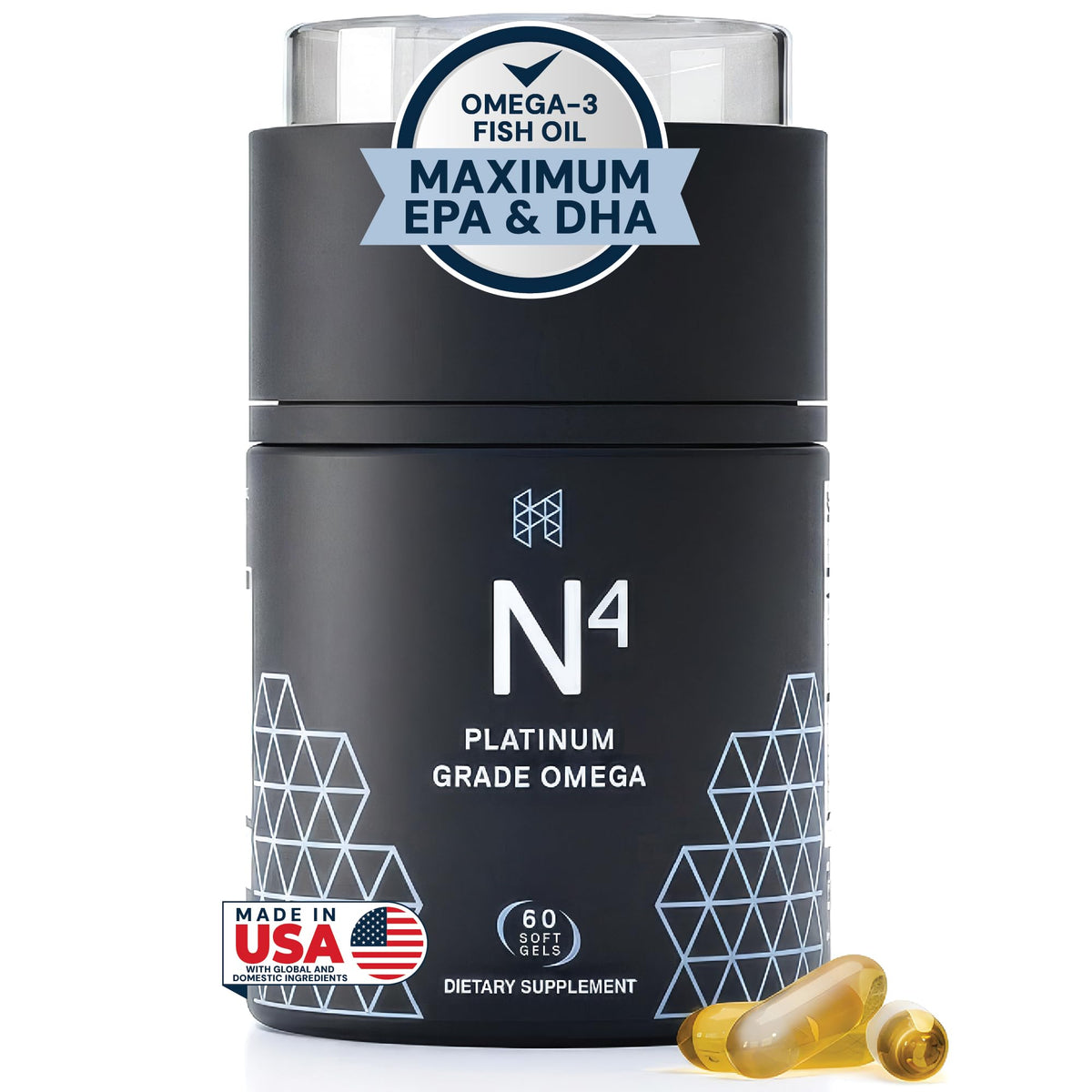 HPN N(4) Omega-3 3000 mg EPA/DHA for Joint & Brain - 60 Softgels