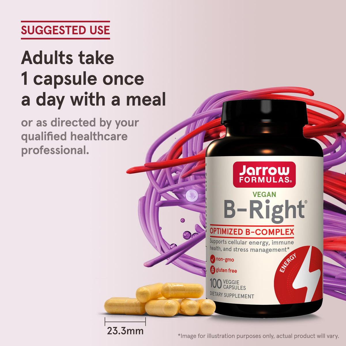 Jarrow Formulas B-Right Vitamin B Complex - 1200 Vegetarian Capsules - image 6