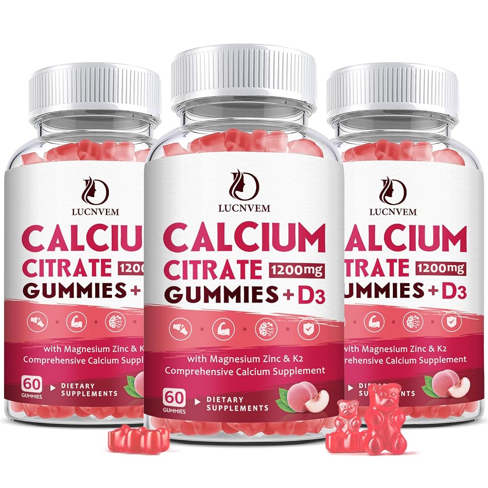 LUCNVEM Calcium Citrate 1200mg with Vitamin D3 Supplements Gummies
