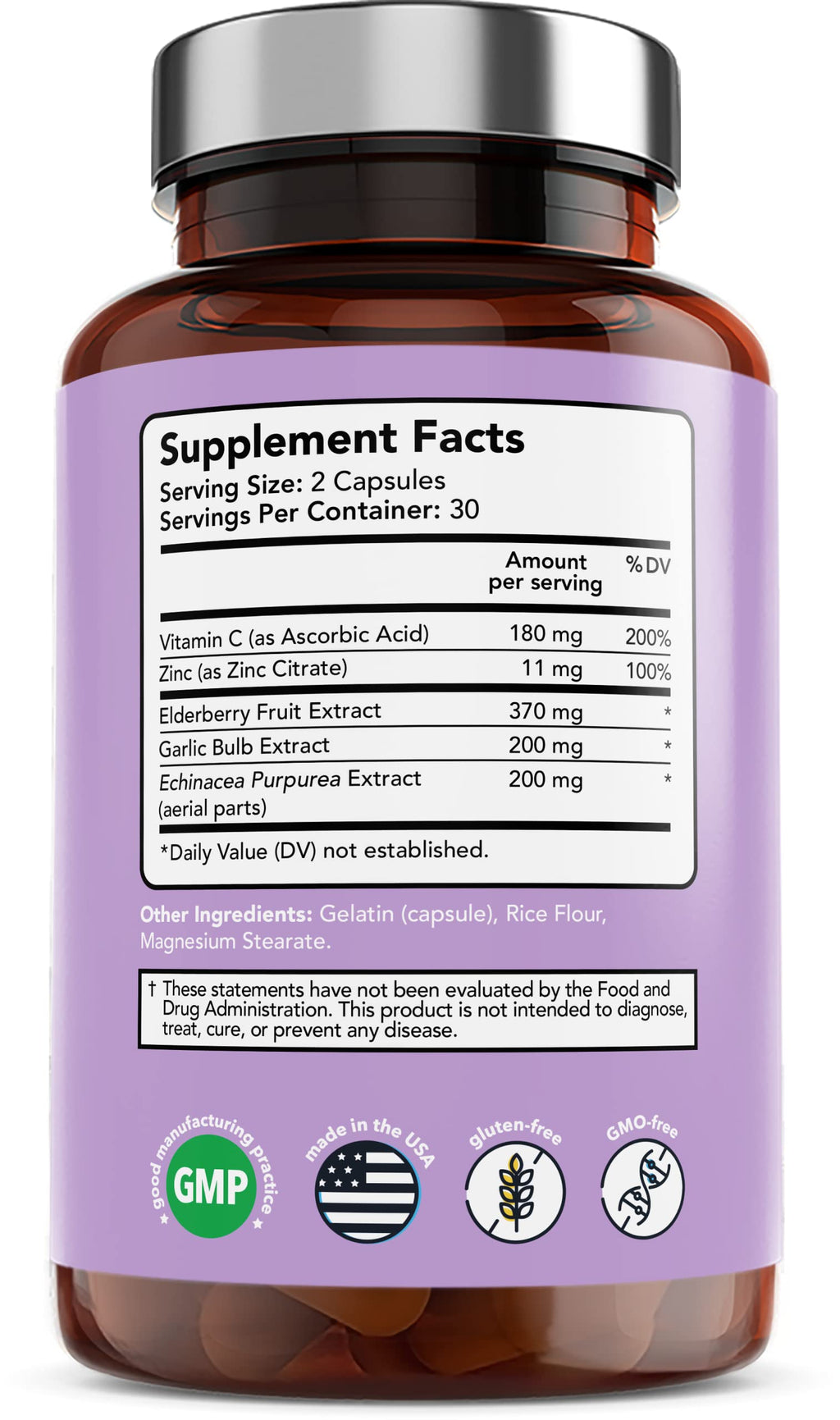 Vitamin Bounty Elderberry Immune Support with Zinc & Vitamin C - 120 Capsules - image 3