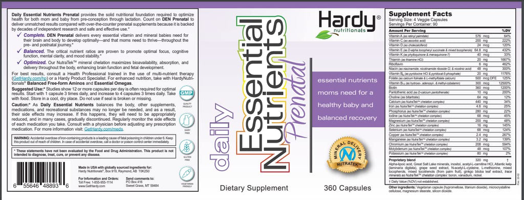 Hardy Nutritionals Daily Essential Nutrients Prenatal - 360 Capsules - image 2