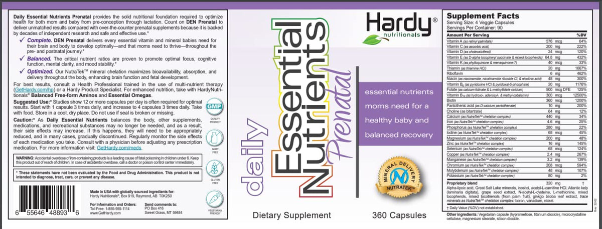Hardy Nutritionals Daily Essential Nutrients Prenatal - 360 Capsules - image 2