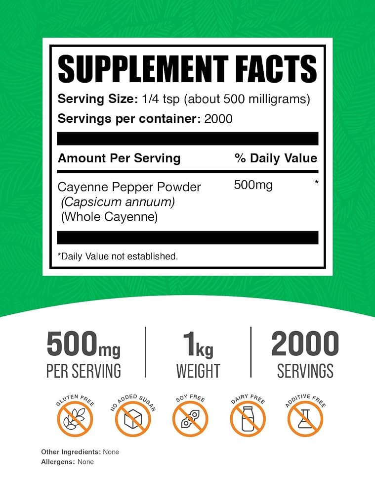 BulkSupplements Cayenne Pepper 40000 HU Powder - 1kg - image 2
