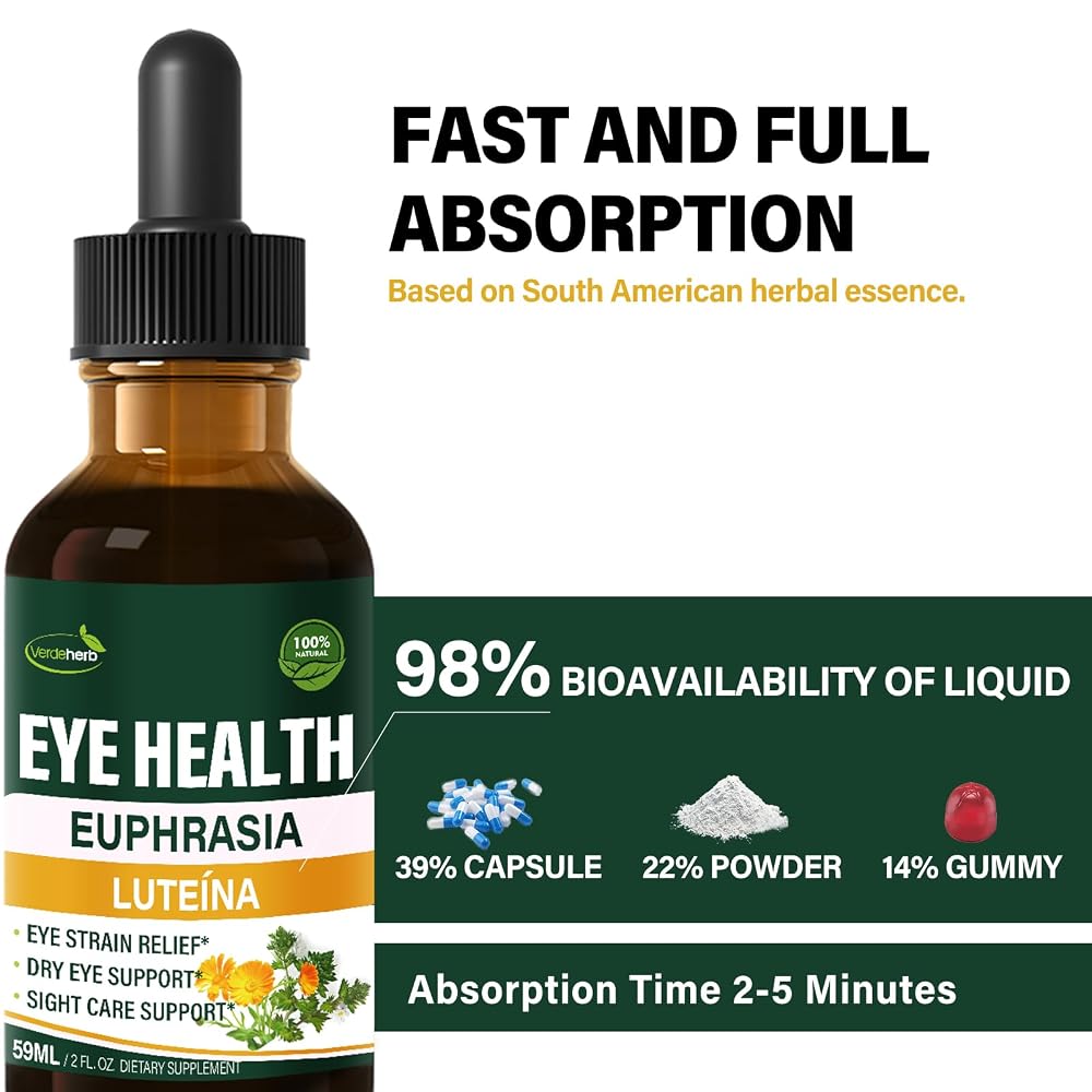 Verdeherb Eyebright Euphrasia Eye Health Oral Drops with Lutein - 2 Fl Oz - image 4