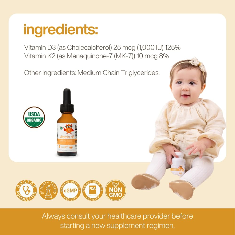 Serawise Organic Liquid Vitamin D3 with K2 - 1 Fl Oz - image 3