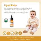 Serawise Organic Liquid Vitamin D3 with K2 - 1 Fl Oz - image 3