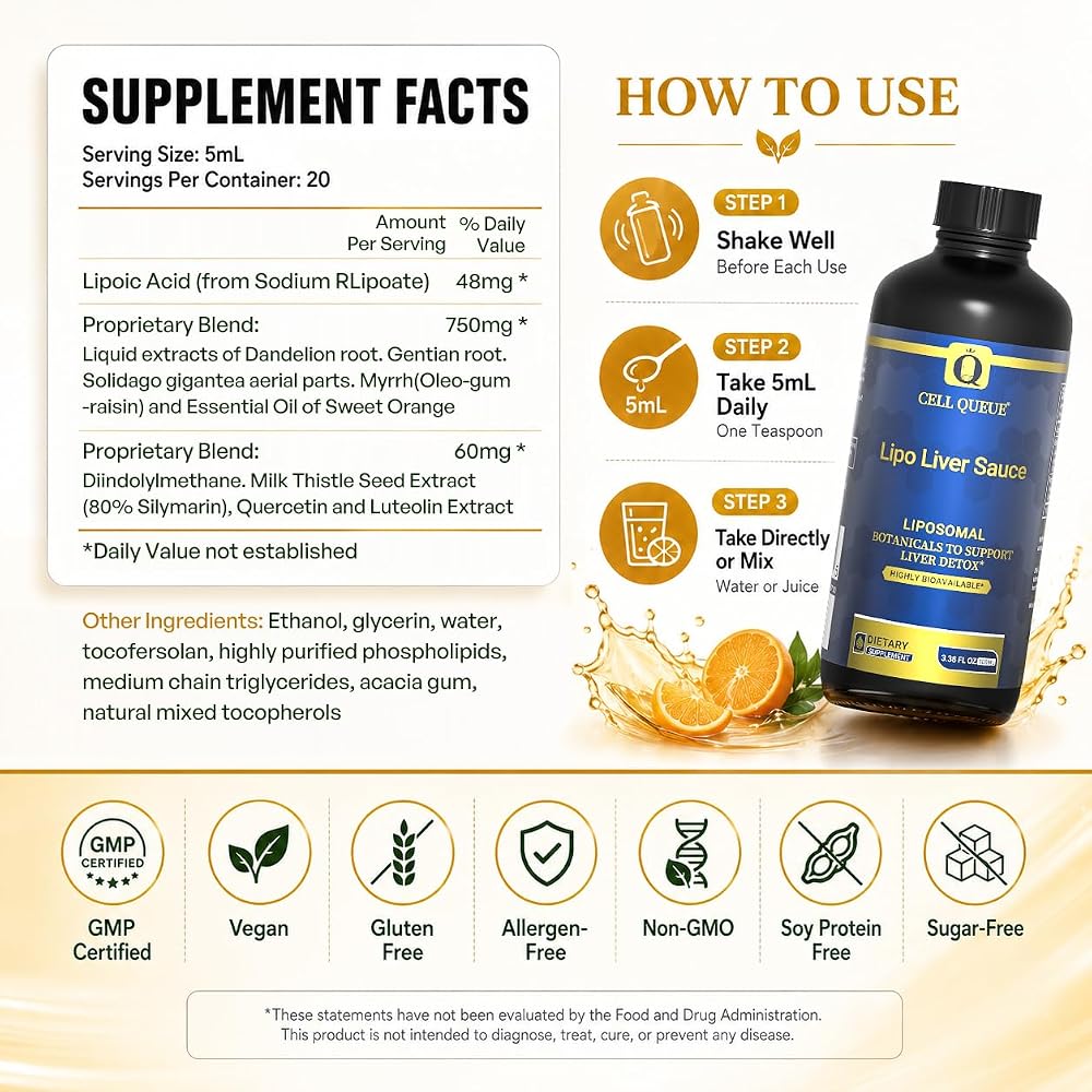 Cellqueue Lipo Liver Sauce Liposomal Liquid - 3.38 Fl Oz - image 9