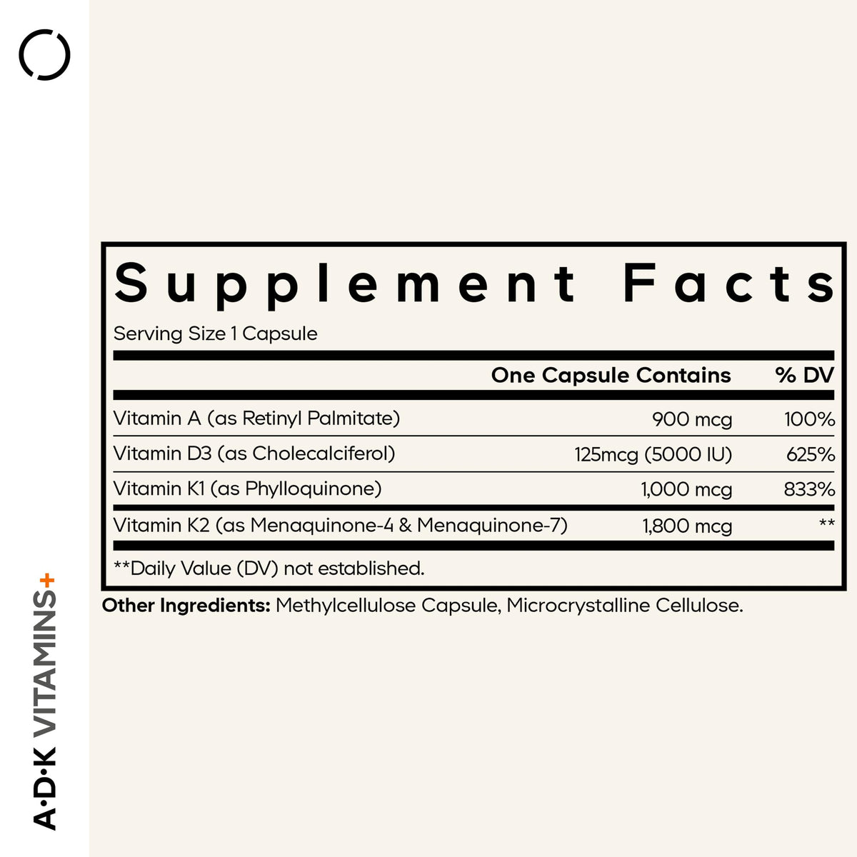 Codeage ADK Vitamins D3 5000 IU K1 K2 - 180 Capsules - image 2