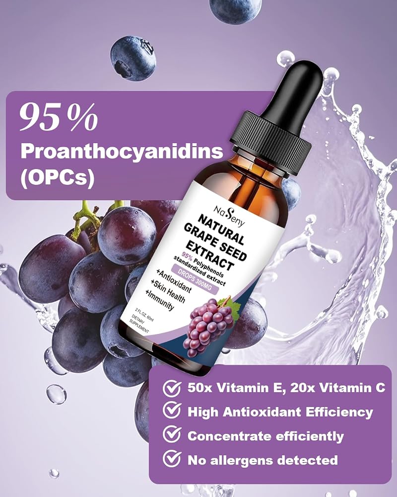 NaSeny Natural Grape Seed Extract Drops 300 mg - 2 Fl Oz - image 4