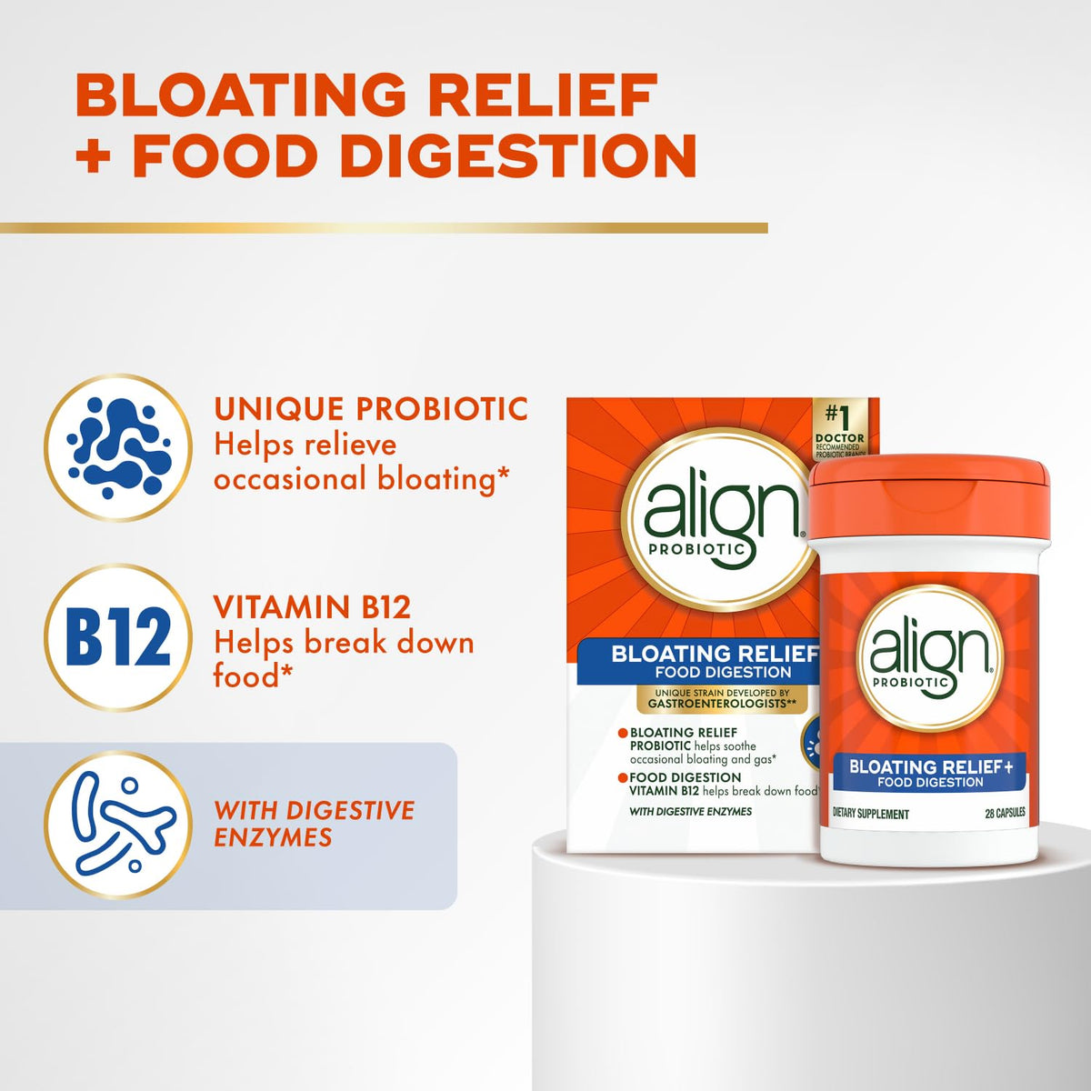 Align Probiotic Bloating Relief + Food Digestion - 28 Capsules - image 2