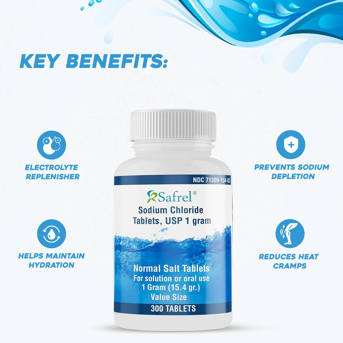 Safrel Sodium Chloride Tablets 1 gm USP - 300 Count - image 2