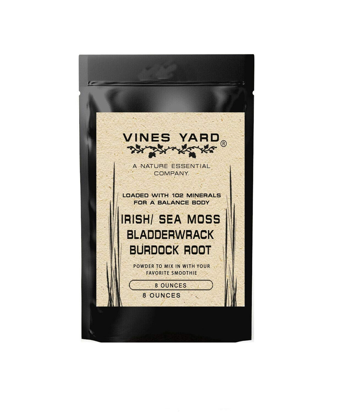 Vines Yard Irish Sea Moss Bladderwrack Burdock Root Powder - 8 Ounces