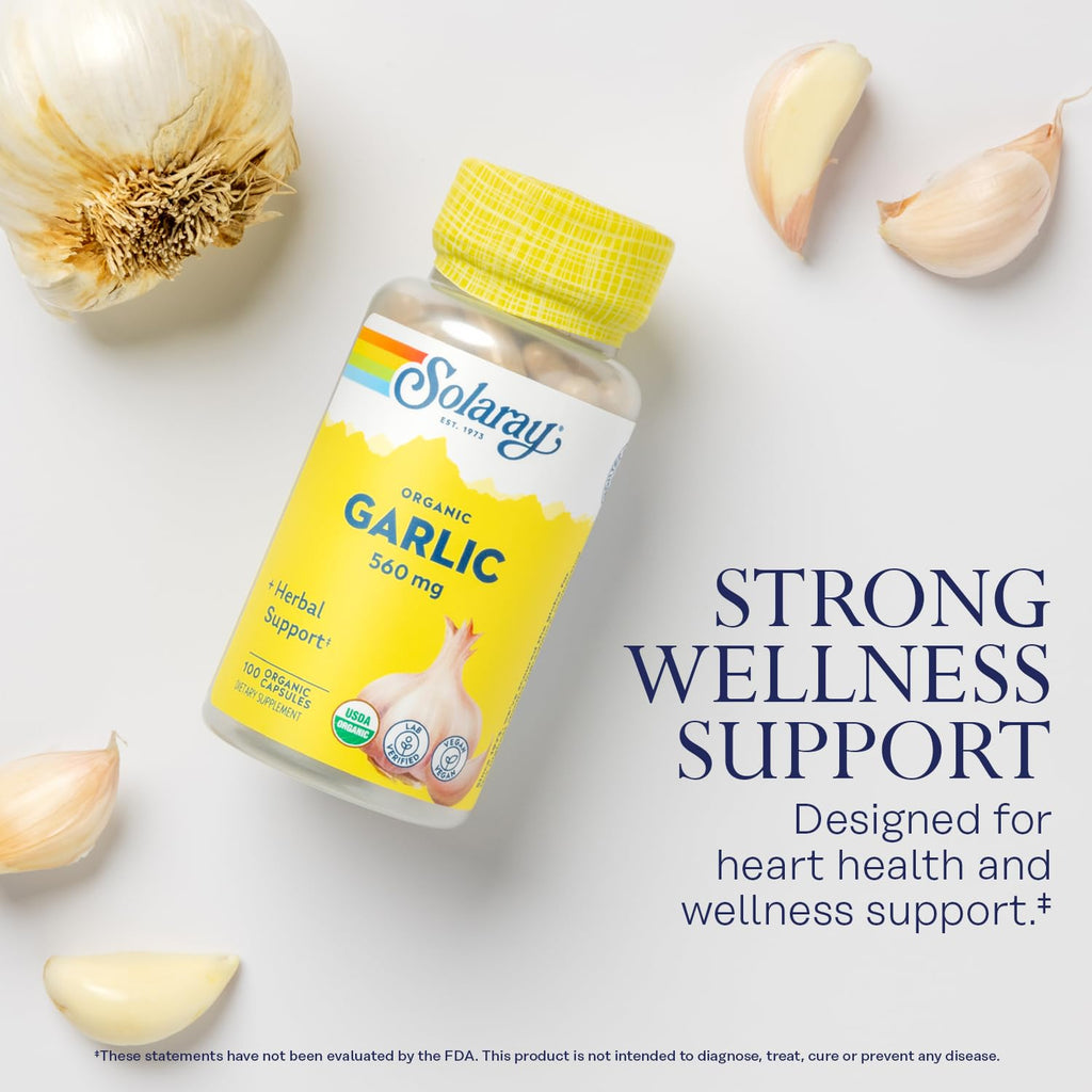SOLARAY Organic Garlic 560 mg - 100 Vegetarian Capsules - image 3