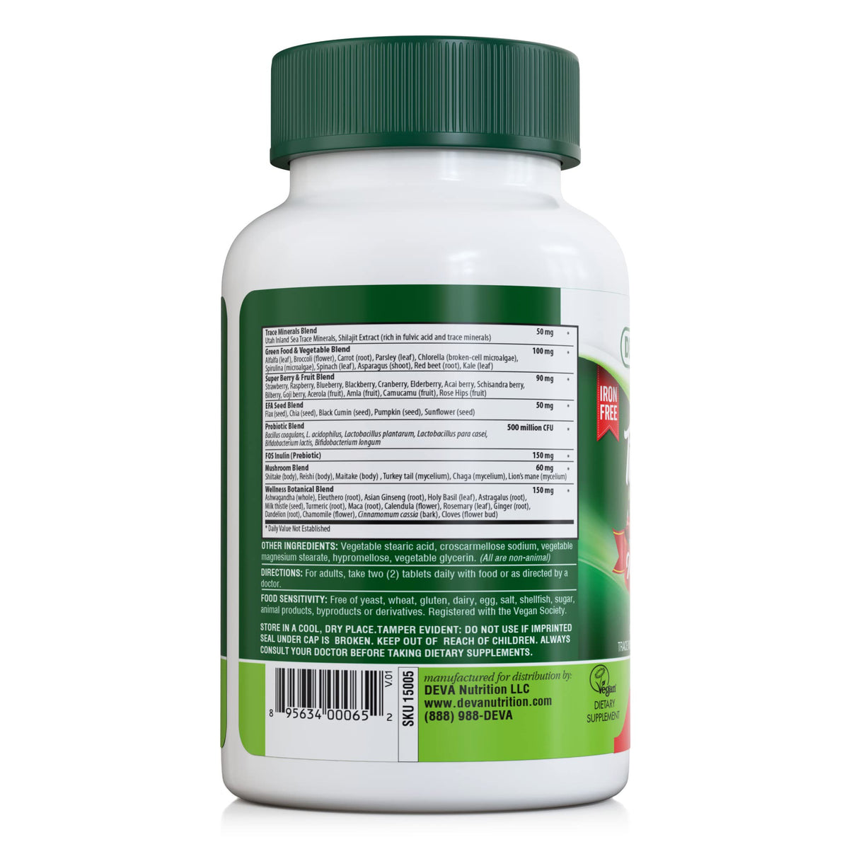 DEVA Tuba Prime Vegan Multivitamin Iron-Free