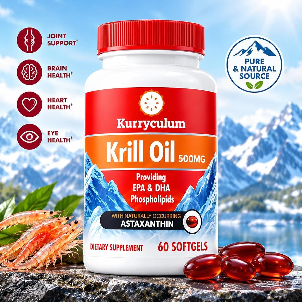Kurryculum Krill Oil 500mg Omega-3 with Astaxanthin - 60 Softgels - image 3