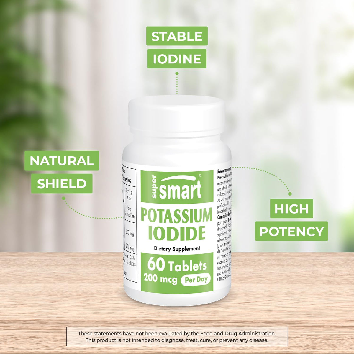 Supersmart Potassium Iodide 200mcg Iodine Supplement - 60 Tablets - image 3