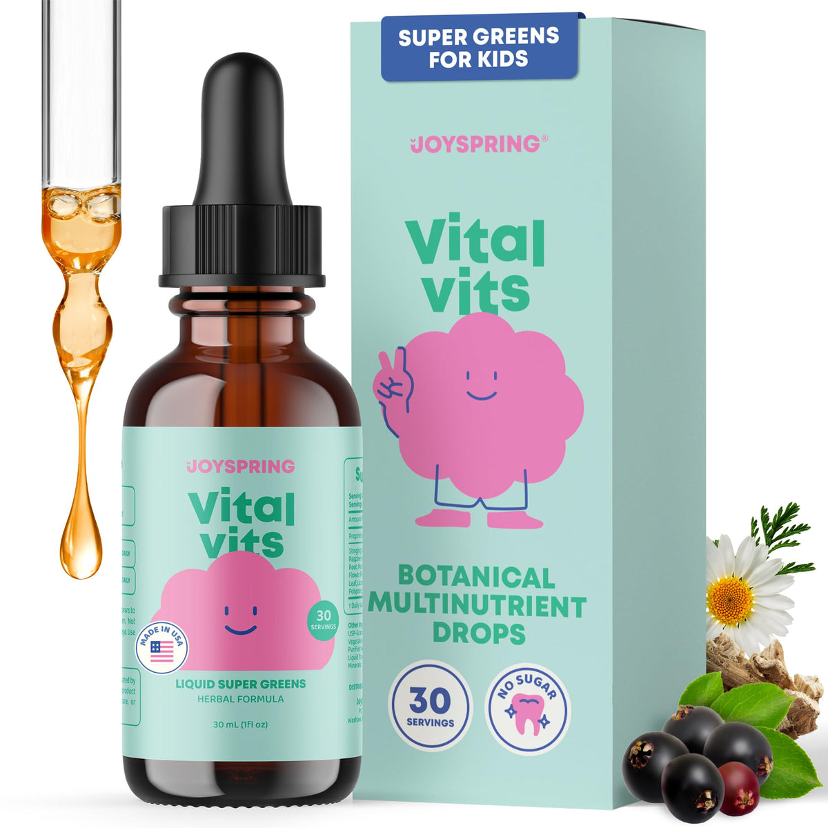 JoySpring Vital Vits Kids Multivitamin Drops - 30 Servings