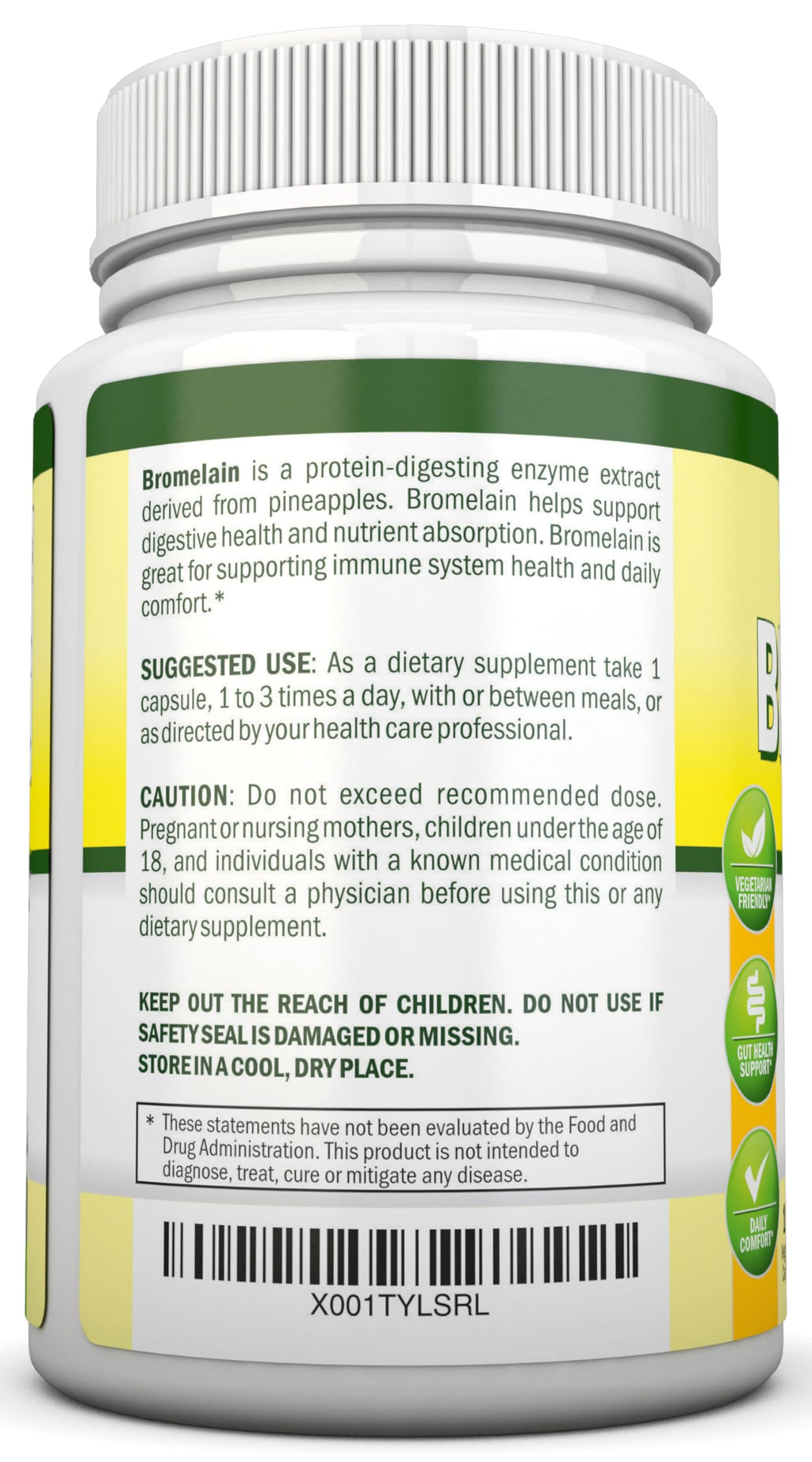 NutriONN Bromelain 500mg Enzyme Extract - 120 Vegetarian Capsules - image 3