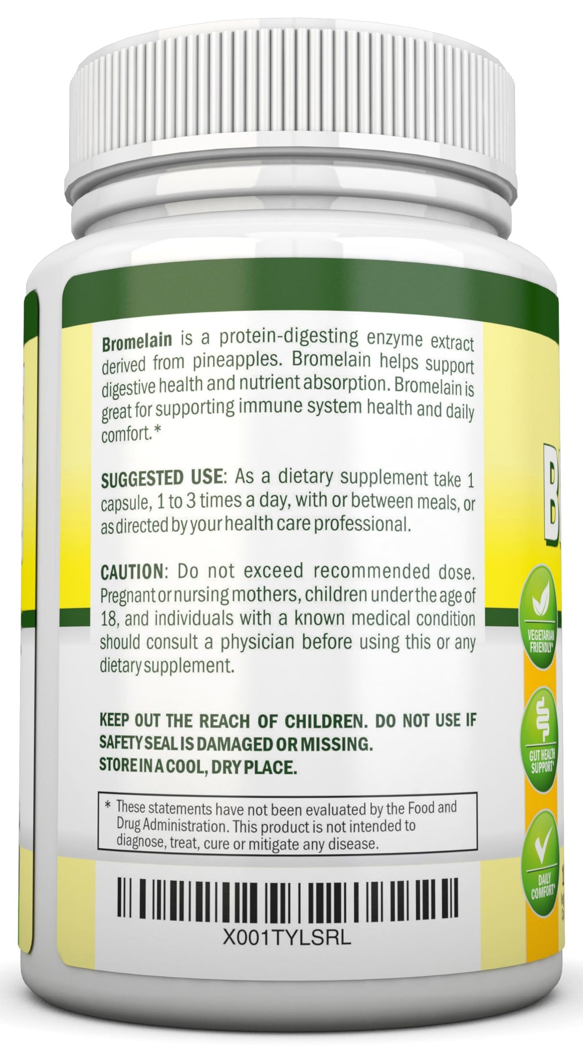 NutriONN Bromelain 500mg Enzyme Extract - 120 Vegetarian Capsules - image 3
