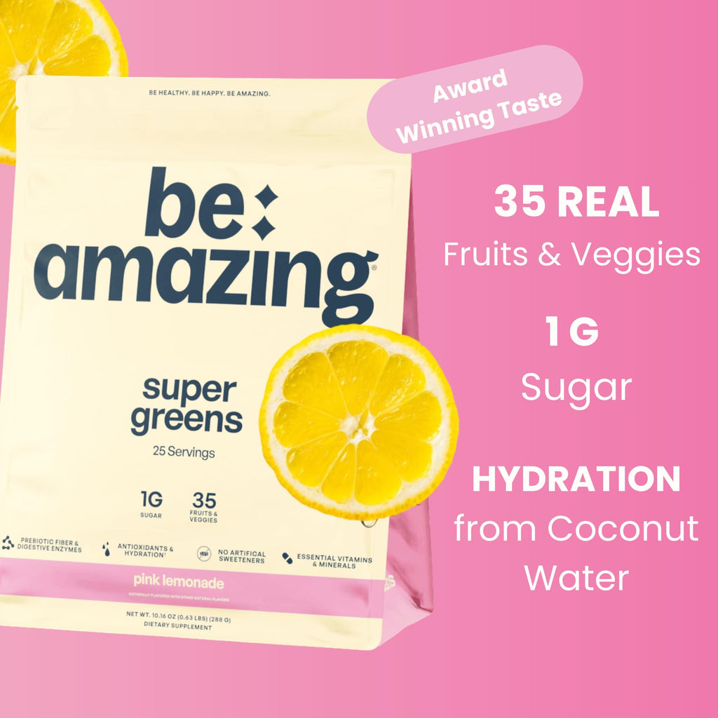 BE Amazing Super Greens Powder Pink Lemonade - 25 Servings - image 2