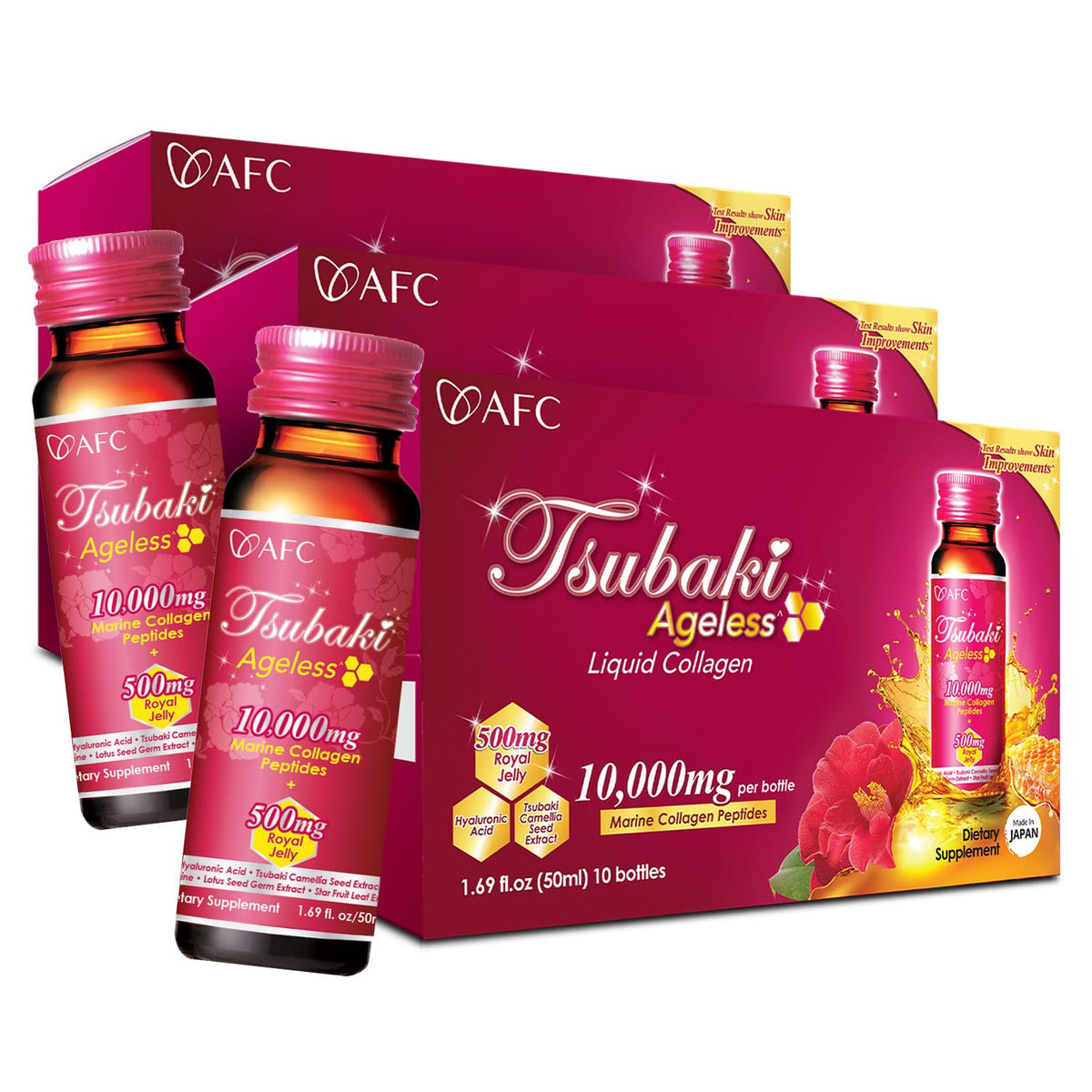 AFC Tsubaki Ageless Marine Collagen Drink with Royal Jelly - 3 Pack