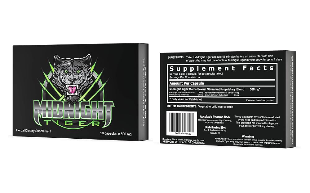 Midnight Tiger V2 All Natural Male Energy - 10 Capsules